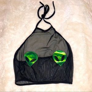 Small alien mesh halter top rave festival